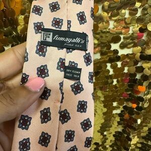 Tailor Vintage Pink Silk Tie with Blue and Red Pattern